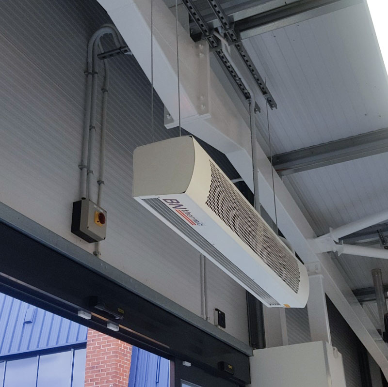HCA air curtain suspended from drop rods