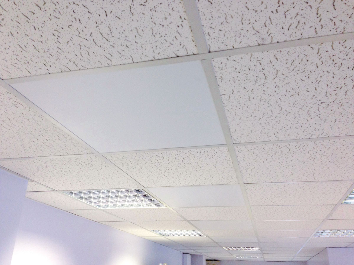 300W panels integrated into a suspended ceiling grid
