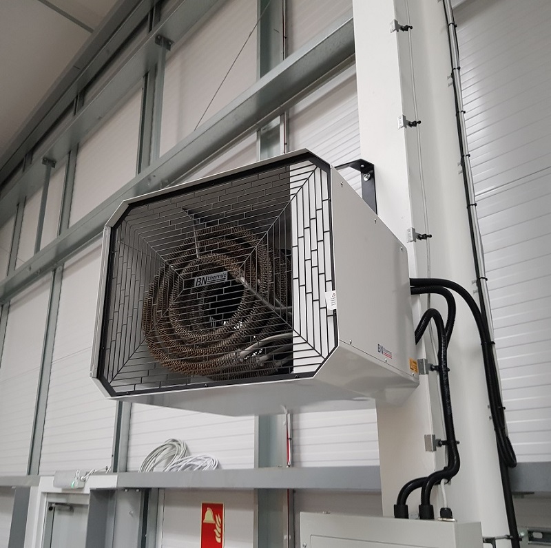 10kW heater providing background heat in a storage facility in Kent