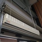 Commercial air curtains can be easily installed on drop rods or wall mounted using brackets provided