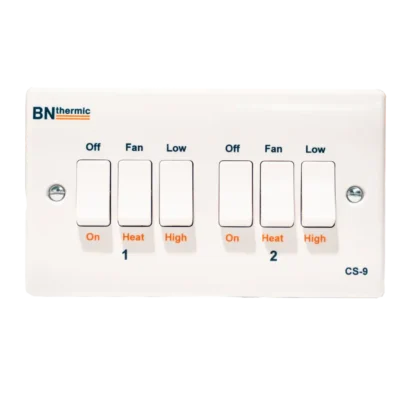 Six gang switch for controlling two BN Thermic fan heaters
